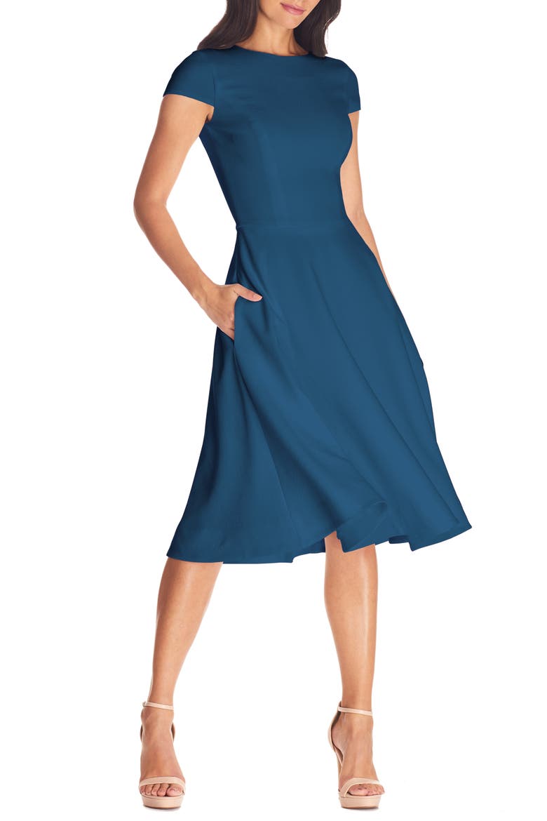 Livia Fit & Flare Dress, Main, color, PEACOCK BLUE