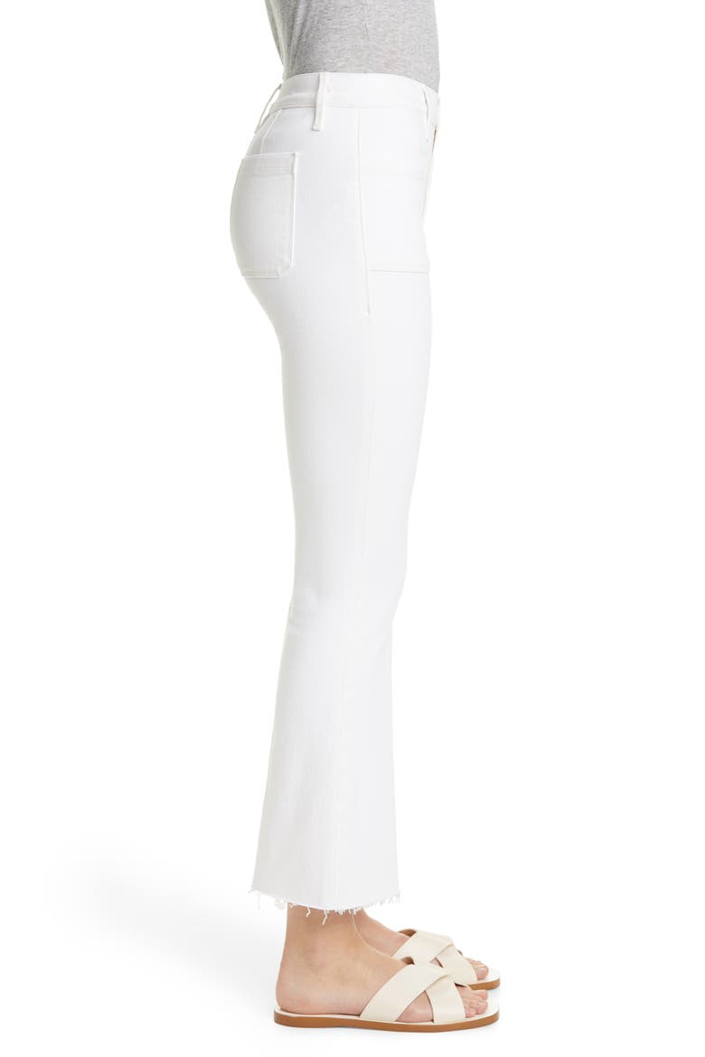 Le Bardot Patch Pocket Crop Flare Jeans, Alternate, color, BLANC
