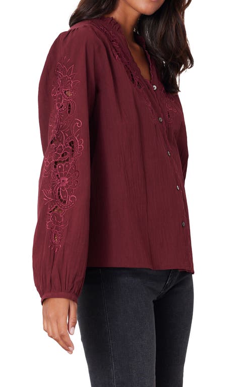 Paneros Clothing Camilla Embroidered Blouse In Cranberry