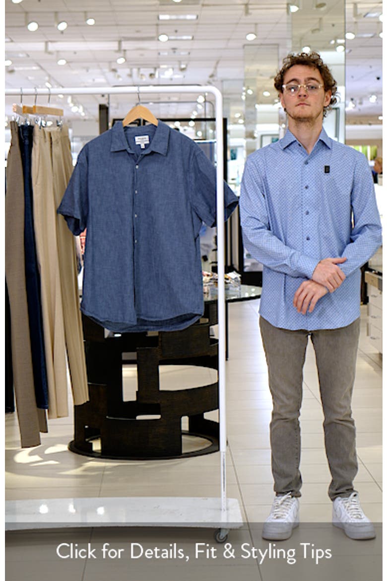 Riviera Slim Fit Short Sleeve Cotton Chambray Button-Up Shirt video