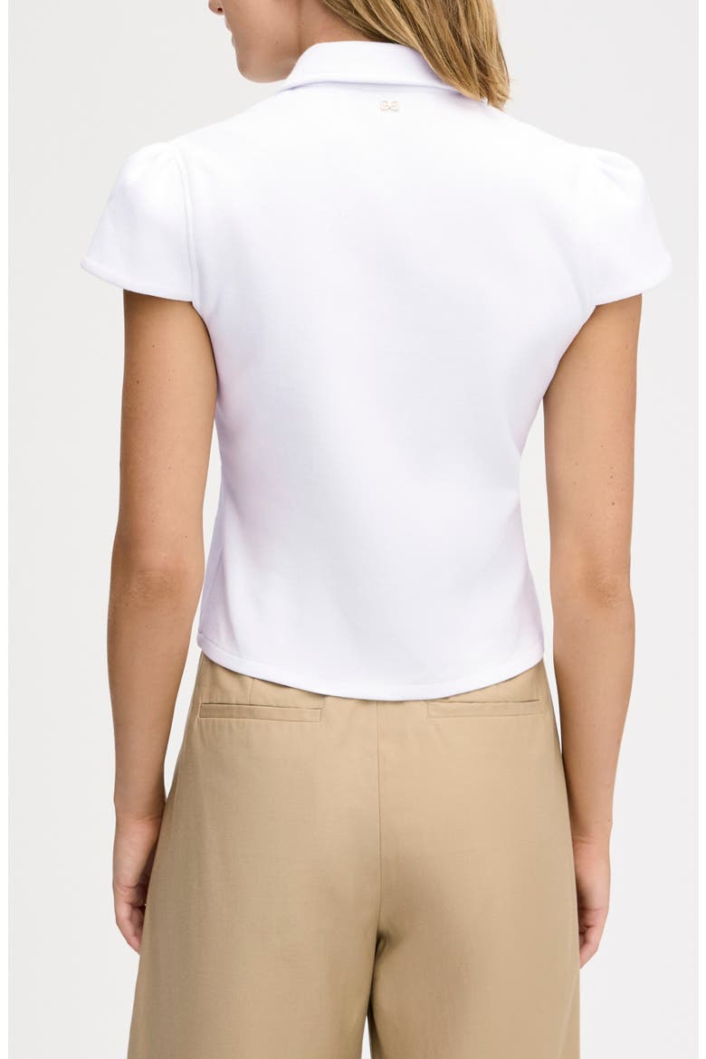 Puff Sleeve Crop Polo Top, Alternate, color, BRIGHT WHITE