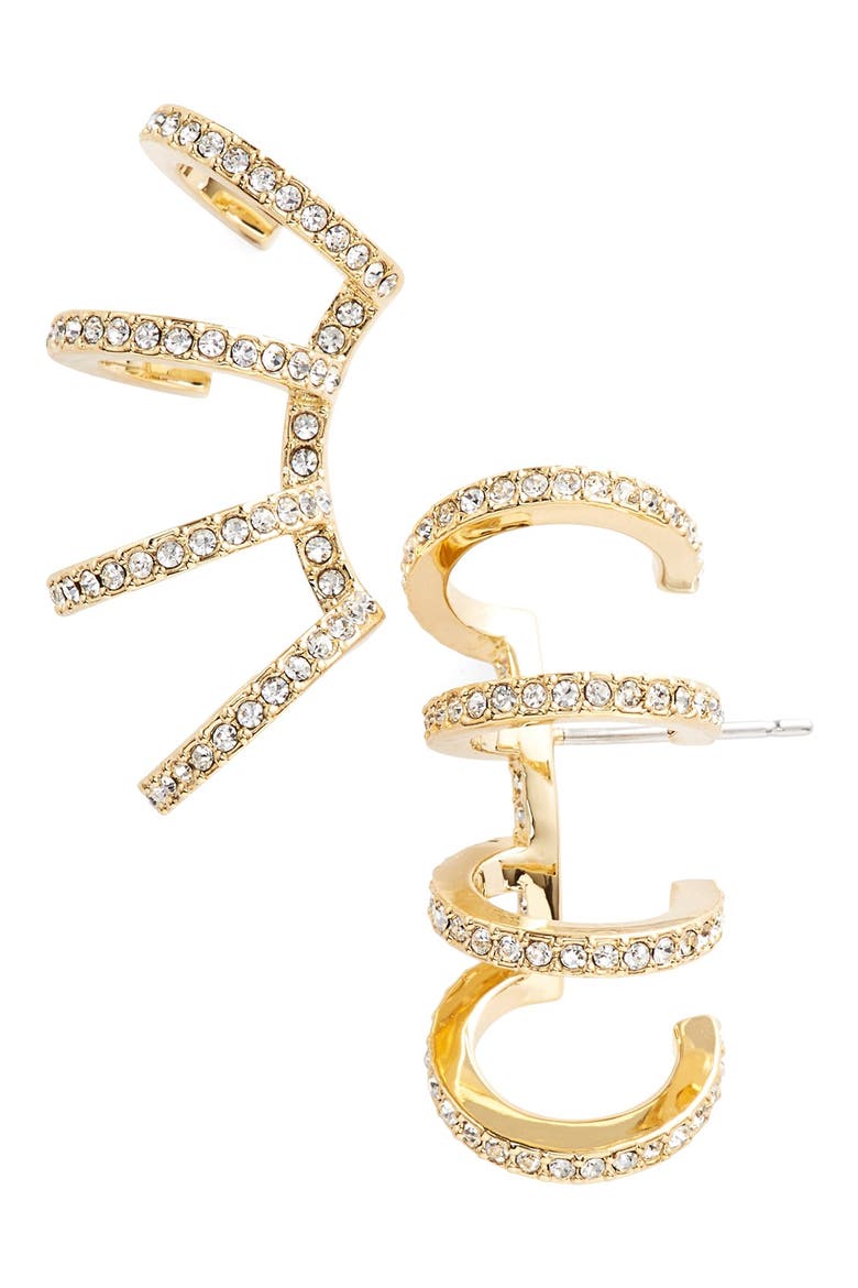 'Starry Night' Crystal Ear Crawlers, Main, color, GOLD/ CLEAR