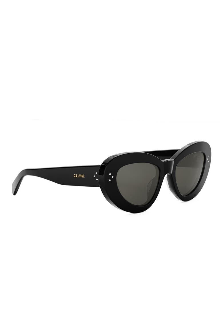 Bold 3 Dots 52mm Cat Eye Sunglasses, Alternate, color, SHINY BLACK / SMOKE