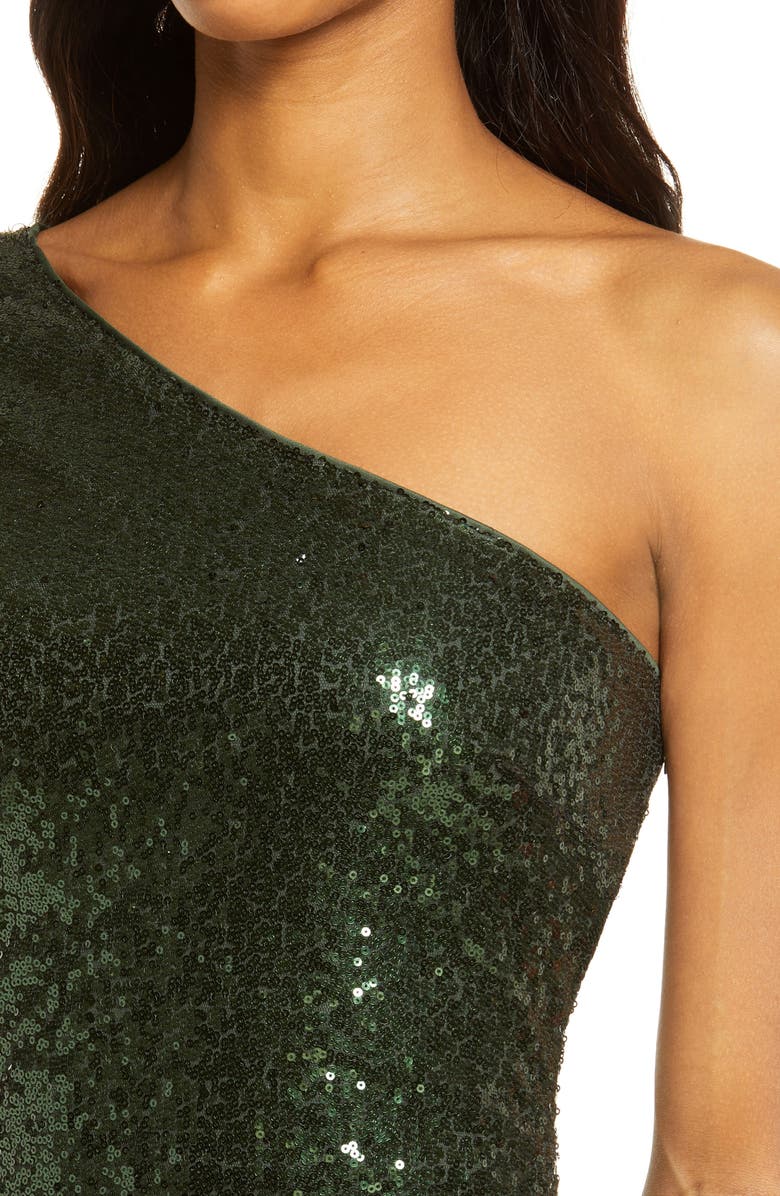 Lulus Deja Vu Sequin One-Shoulder Gown, Alternate, color, 