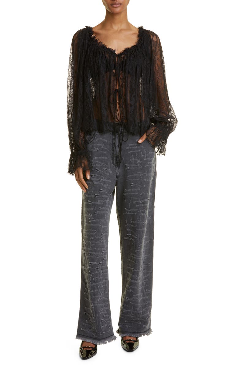 Interior Panos Gathered Lace Blouse, Alternate, color, 
