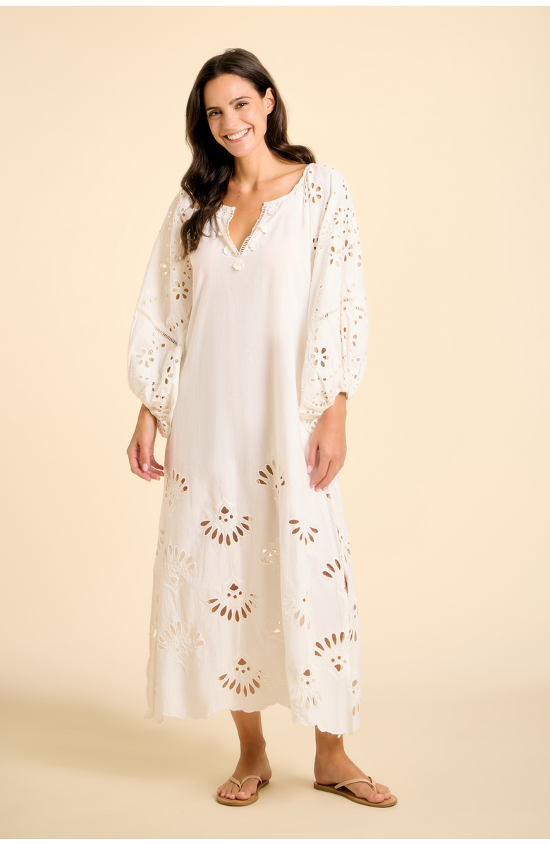 SITANO Donna Eyelet Maxi Dress, Main, color, White