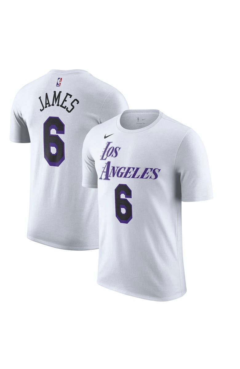 Nike Men's Nike LeBron James White Los Angeles Lakers 2022/23 City Edition Name & Number T-Shirt, Main, color, 
