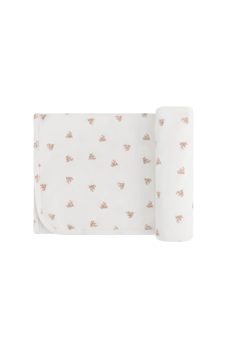 Velour Leaf Pattern Collection - Blanket, Main, color, Ivory/Boy
