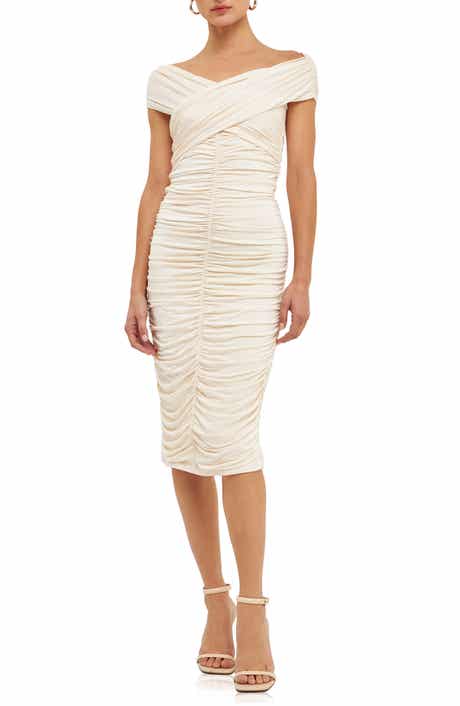 Endless Rose Off the Shoulder Ruched Midi Dress