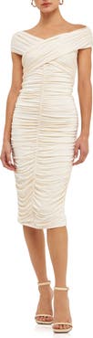 Endless Rose Off the Shoulder Ruched Midi Dress