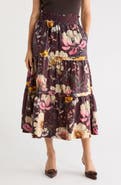 ELIE ELIE TAHARI Floral Tiered Cotton Pull-On Skirt