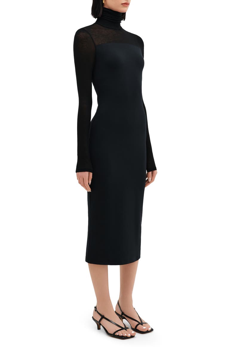 Toronto Long Sleeve Turtleneck Dress, Alternate, color, BLACK