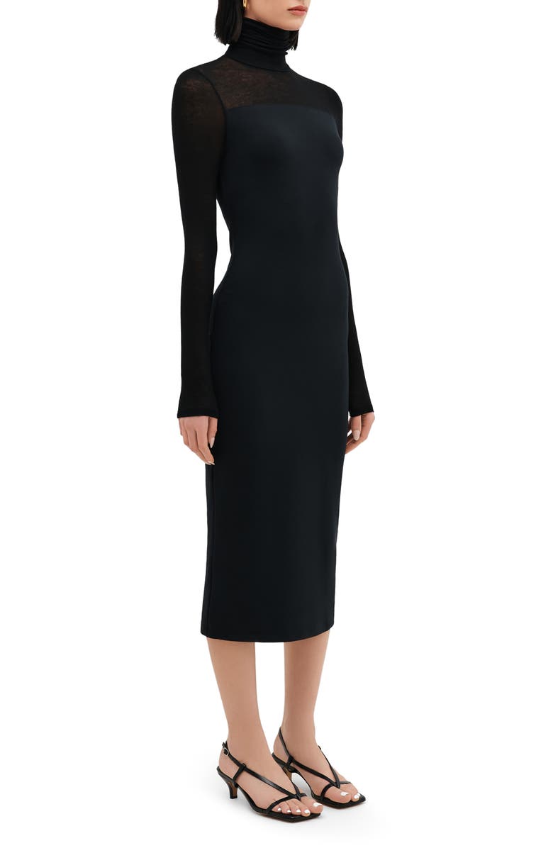 Two Lines by Marcella Toronto Long Sleeve Turtleneck Dress, Alternate, color, Black