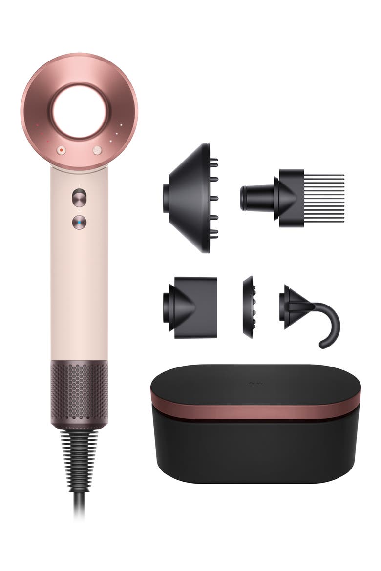 Limited-Edition Ceramic Pink & Rose Gold Supersonic™ Hair Dryer with Onyx & Rose Presentation Case, Main, color, CERAMIC PINK/ ROSE GOLD