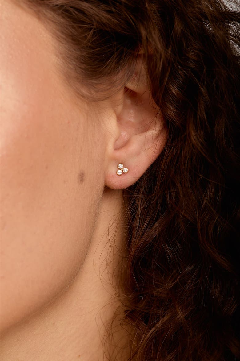 Trinity Studs, Alternate, color, Gold