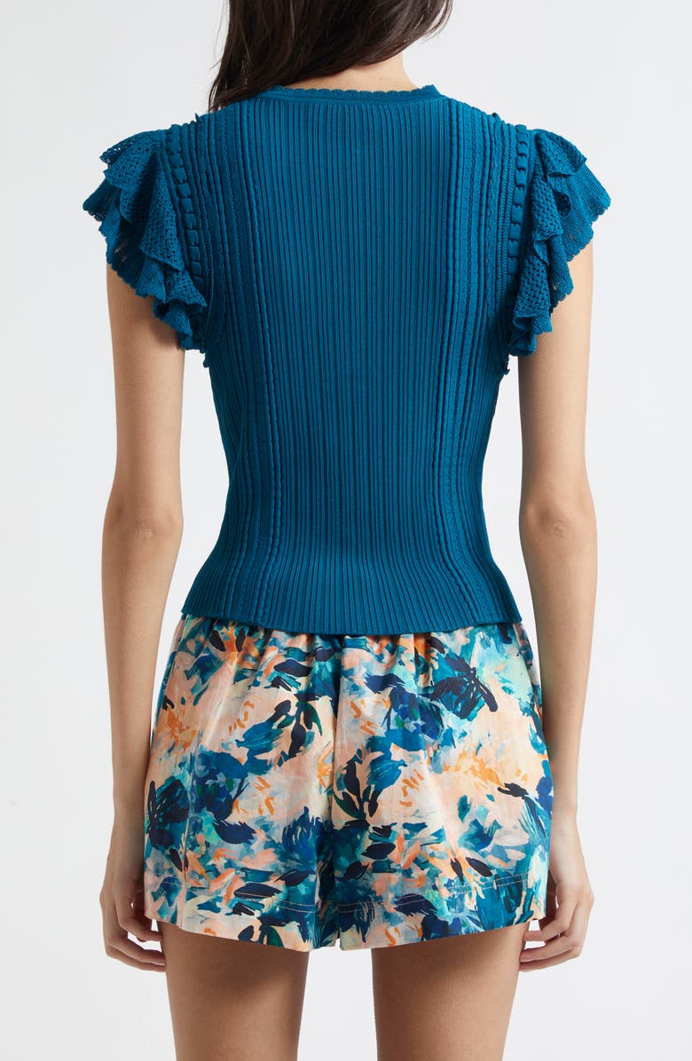 Ulla Johnson Giulia Ruffle Sleeve Rib Top, Alternate, color, Lapiz