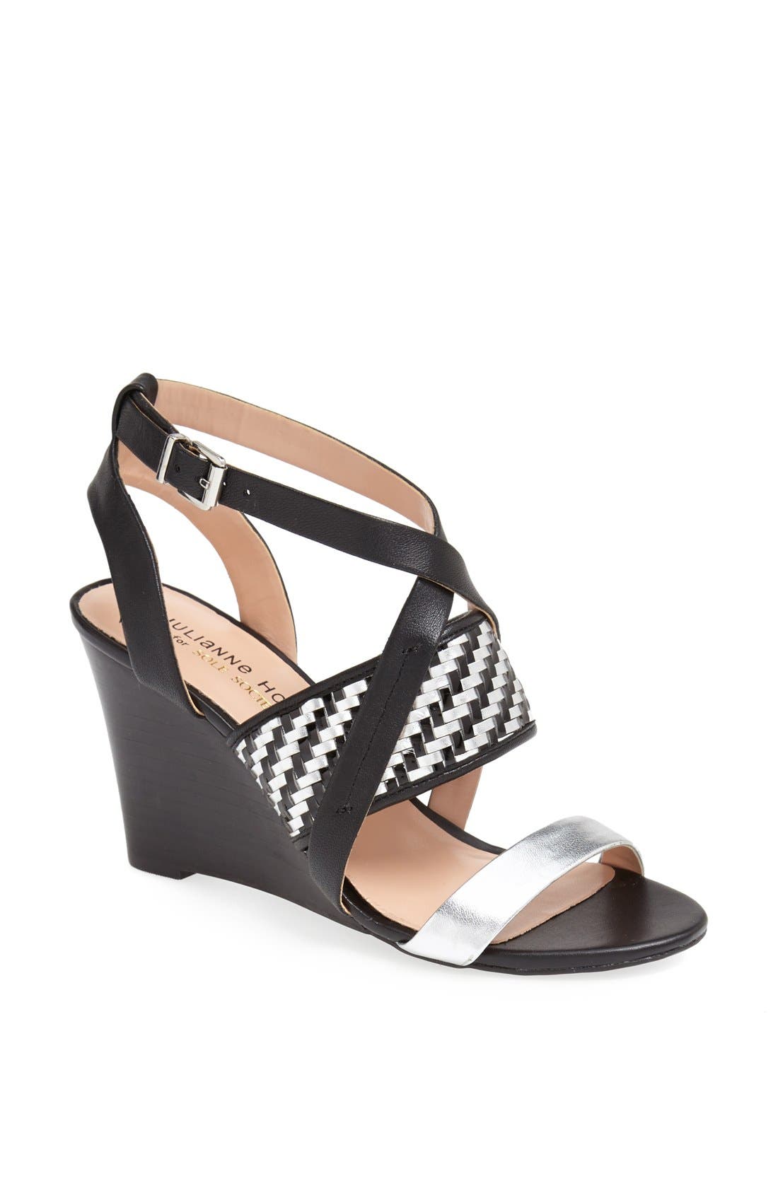 Julianne Hough for Sole Society 'Sadee' Sandal, Main, color, BLACK/ SILVER