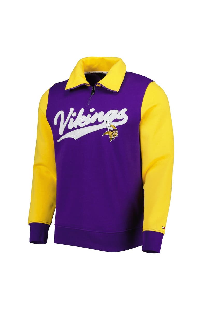 Tommy Hilfiger Men's Tommy Hilfiger Purple/Gold Minnesota Vikings Aiden Quarter-Zip Sweatshirt, Alternate, color, Purple