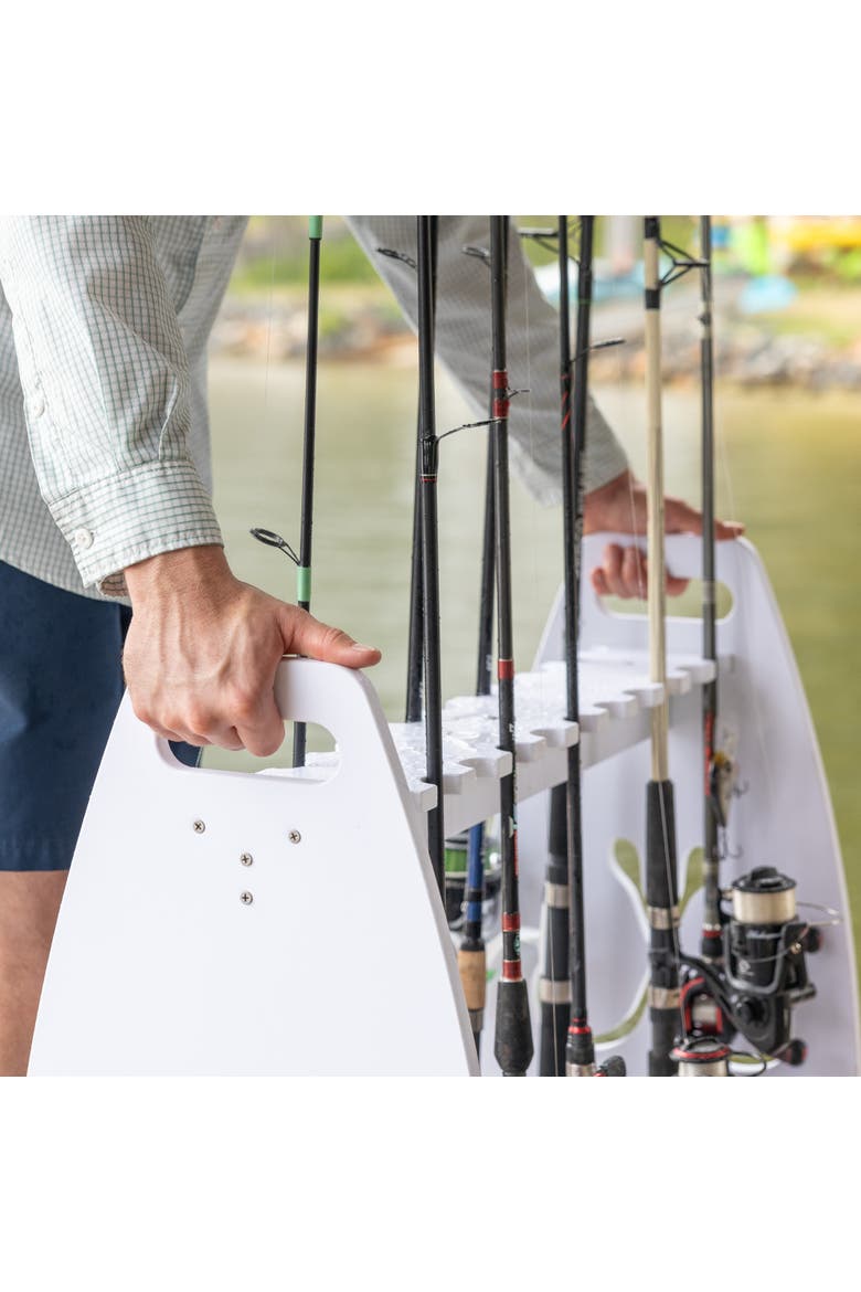 Marlin Fishing Rod Storage Stand - Holds up to 24 Rods, Alternate, color, White