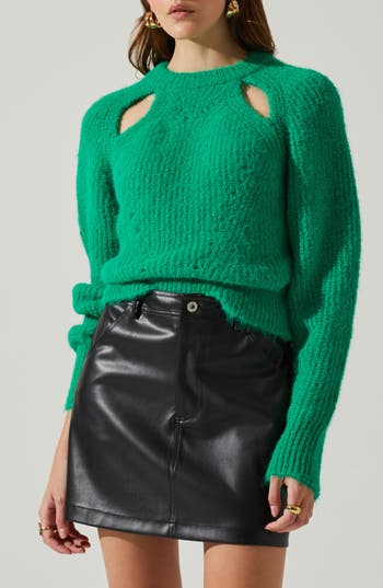 Astr The Label Kris Cutout Sweater In Green
