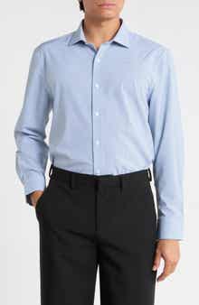 Geometric Double Dot Print Trim Fit Dress Shirt