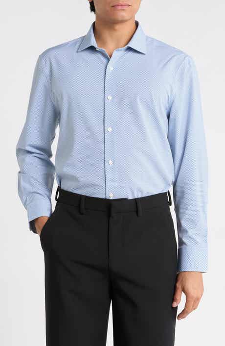 Geometric Double Dot Print Trim Fit Dress Shirt