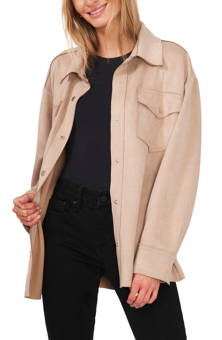 Vince Camuto Snap Front Faux Suede Shacket, Main, color, 