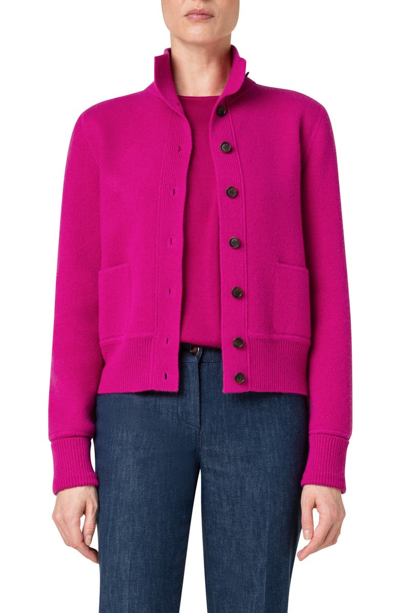 Akris Stand Collar Cashmere Cardigan, Main, color,