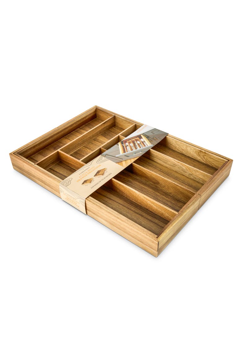 Acacia Expandable Flatware Tray, Alternate, color, NATURAL
