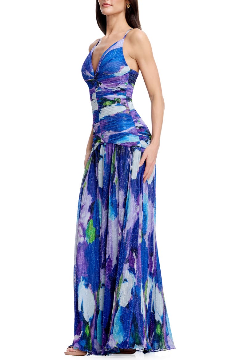 electric blue floral dress FLORAL PRINT HALTER NECK TIE OPEN BACK MAXI DRESS (ROYAL BLUE)  Dress Code  Chic Official