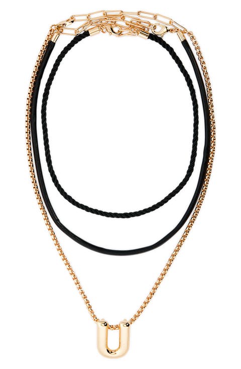 Set of 3 Interchangeable Initial Pendant Necklaces