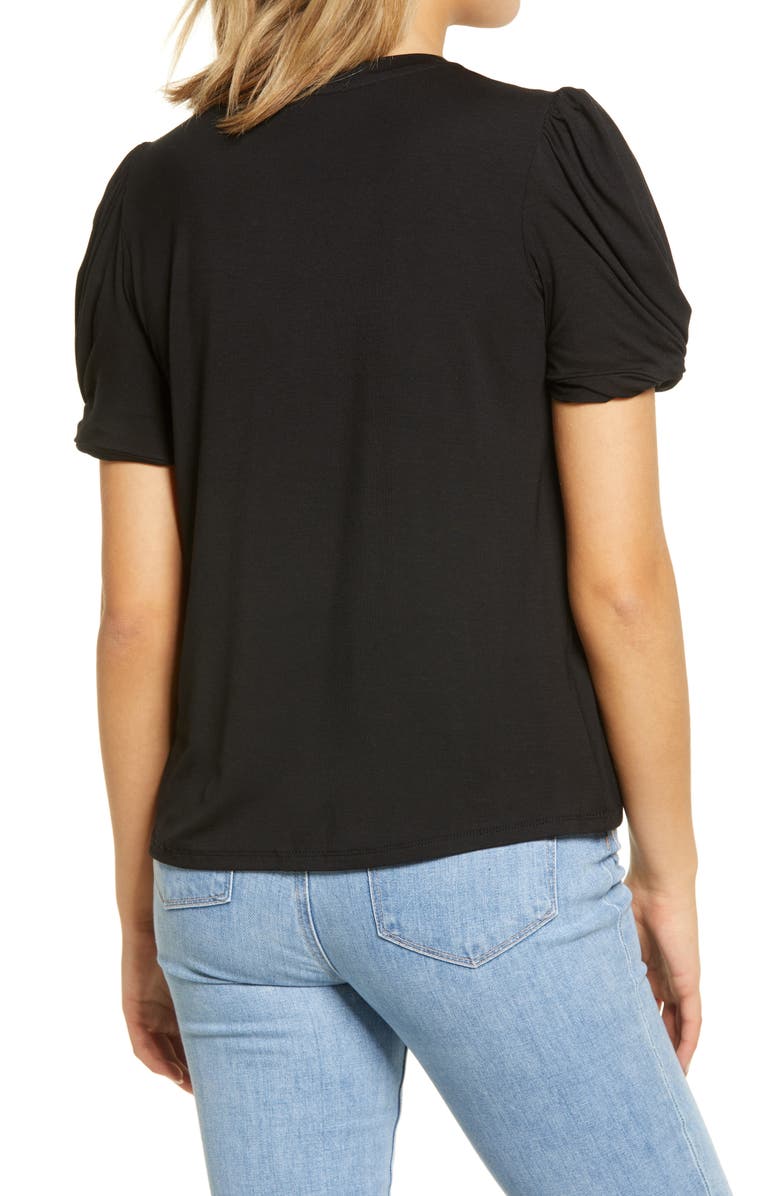 English Factory Twisted Sleeve Stretch Knit Top, Alternate, color, 