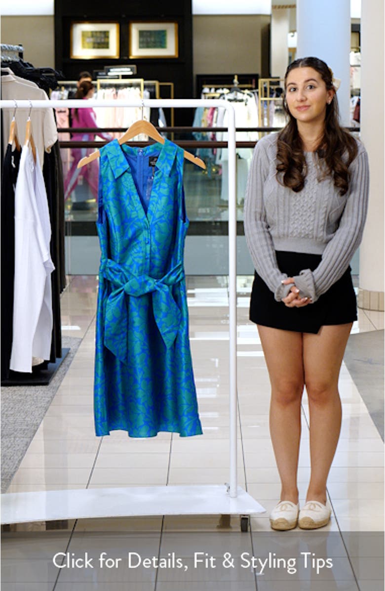 Floral Sleeveless Jacquard Fit & Flare Dress, sales video thumbnail