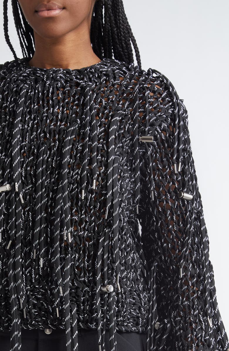 Sacai Shoelace Knit Sweater, Alternate, color, Black