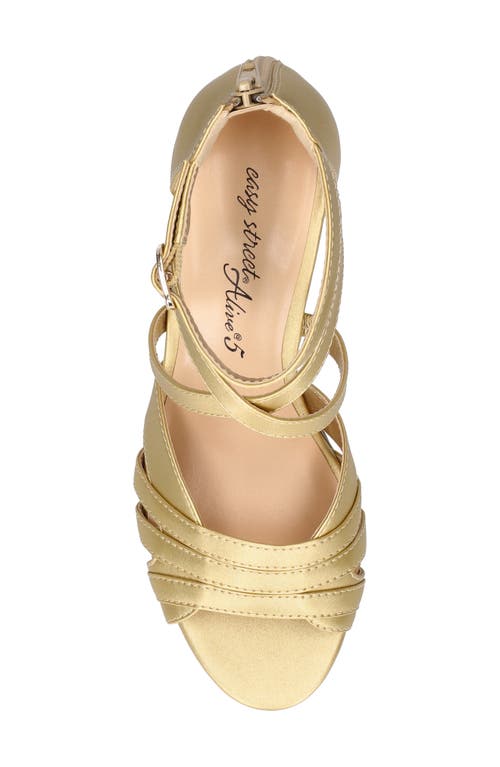 Easy Street Crissa Womens Satin Zipper Strappy Sandals In Gold Satin