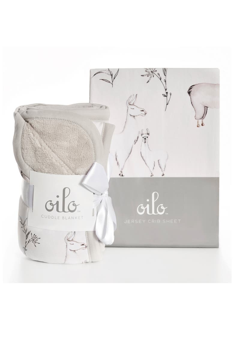 Llama Crib Sheet & Cuddle Blanket Set, Main, color, LLAMA