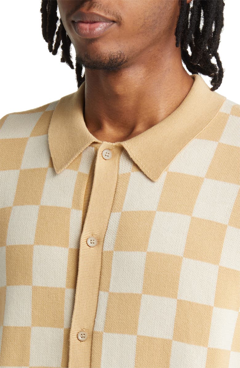 Vans Checkerboard Button Front Cotton Polo Sweater, Alternate, color,