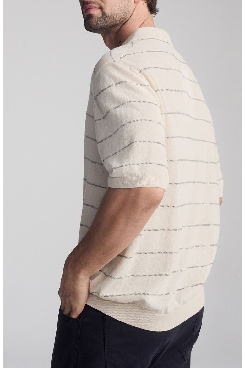 Stripe Short Sleeve Sweater Polo, Alternate, color, ANTIQUE WHITE