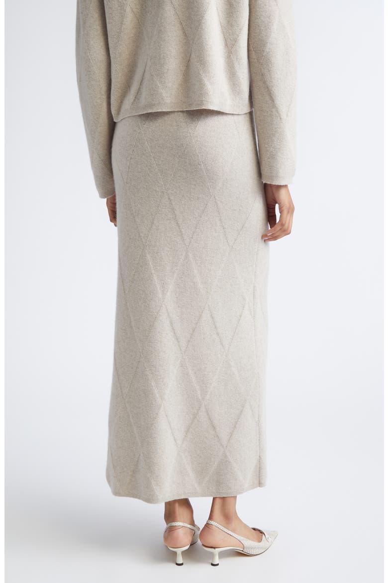 Diamond Stitch Cashmere Midi Sweater Skirt, Alternate, color, BEIGE