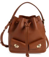 FERRAGAMO Mini Harley Leather Drawstring Bucket Bag