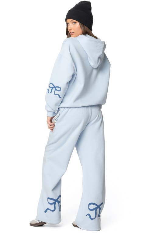 Edikted Bonney Bow Wide Leg Sweatpants In Blue