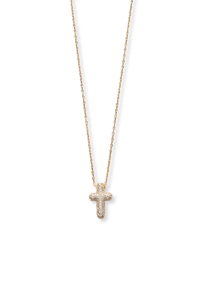 Pavé Cubic Zirconia Cross Pendant Necklace, Main, color, GOLD
