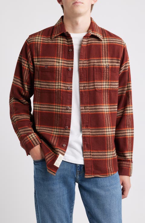 Plaid Flannel Button-Up Work Shirt
