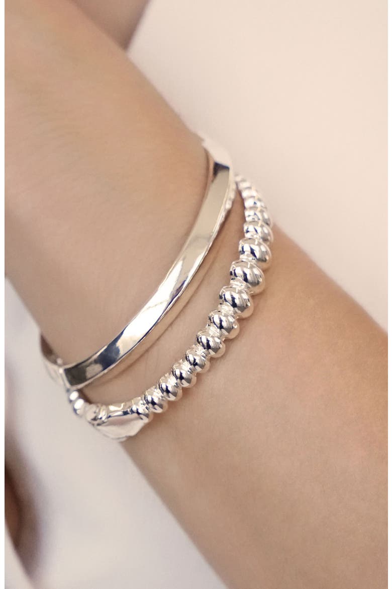 Set of 2 Stacking Bangles, Alternate, color, SILVER