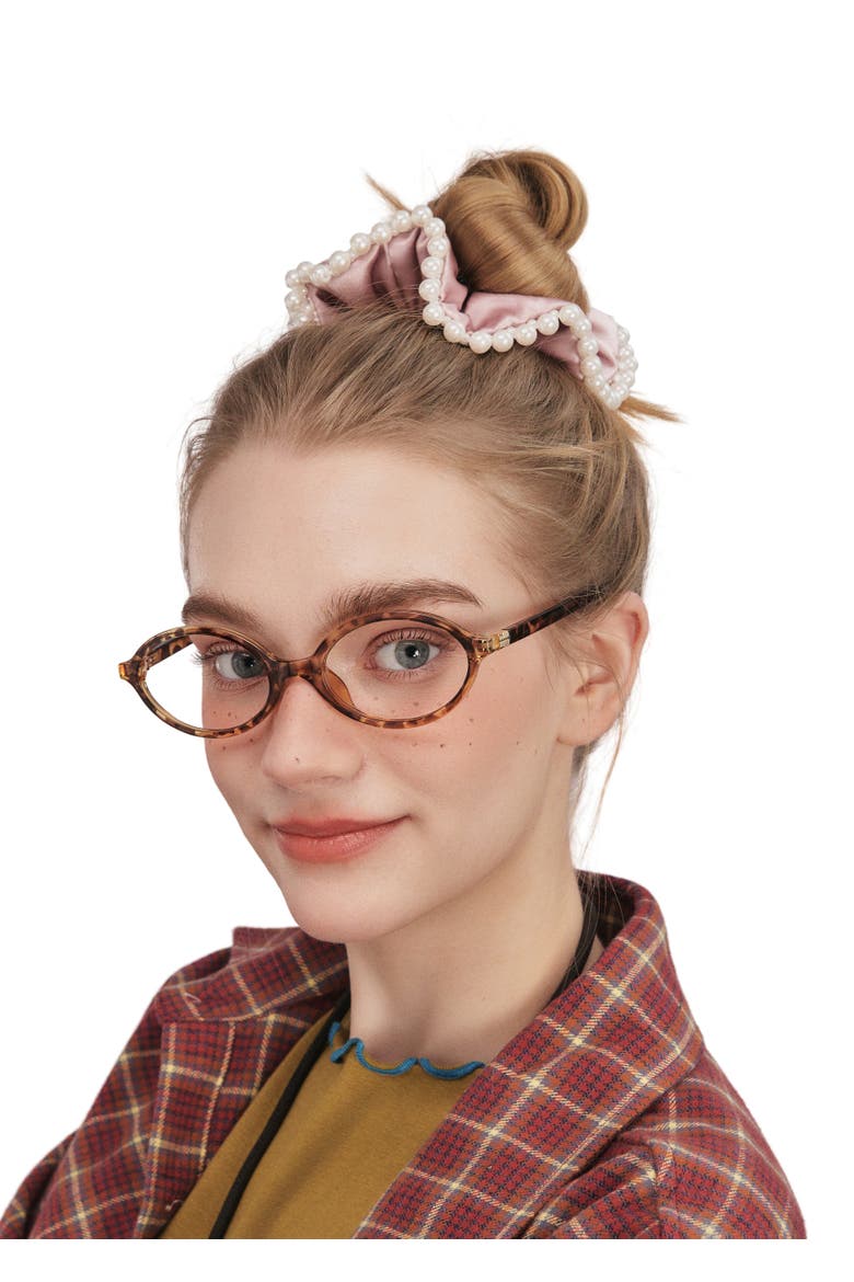 Pearl Glaze Silk Scrunchie, Alternate, color, Blush Pink