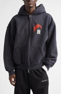 Rhude Moonlight Logo Full Zip Fleece Graphic Hoodie