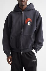 Rhude Moonlight Logo Full Zip Fleece Graphic Hoodie