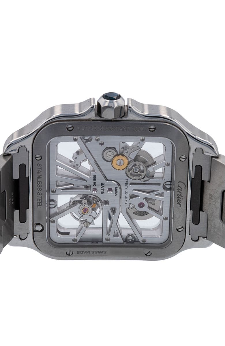 Watchfinder & Co. Cartier Preowned 2022 Santos de Cartier Skeleton Bracelet Watch, 39.8mm, Alternate, color, 
