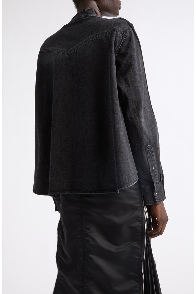 Cardigan Front Denim Shirt, Alternate, color, BLACK