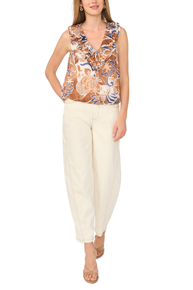 Ruffle Collar Sleeveless Top, Alternate, color, NEW IVORY 103